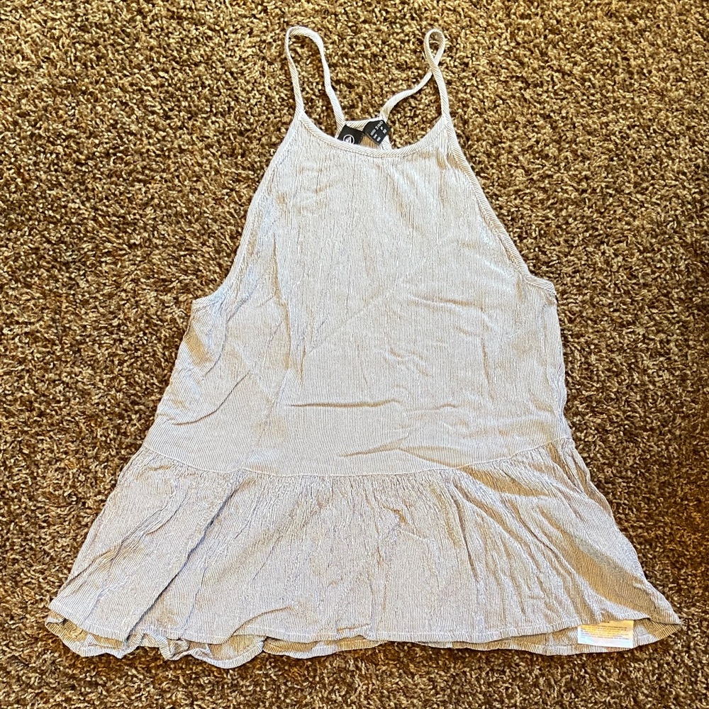 White & Blue Striped Sleeveless Top